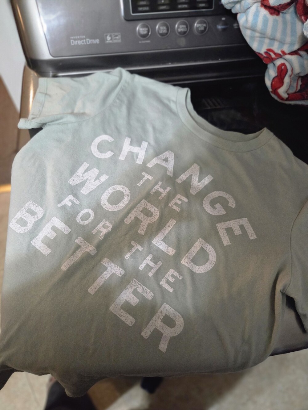 Love Tribe Sage Green 'Change The World For The Better' Graphic Tee
